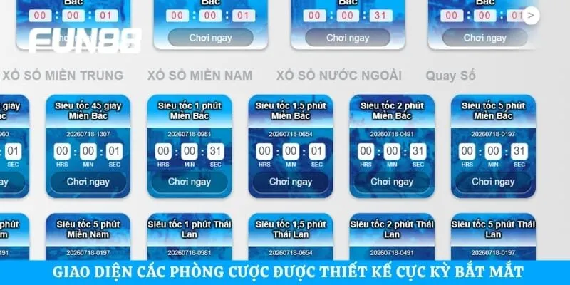 Giao diện các phòng cược được thiết kế cực kỳ bắt mắt